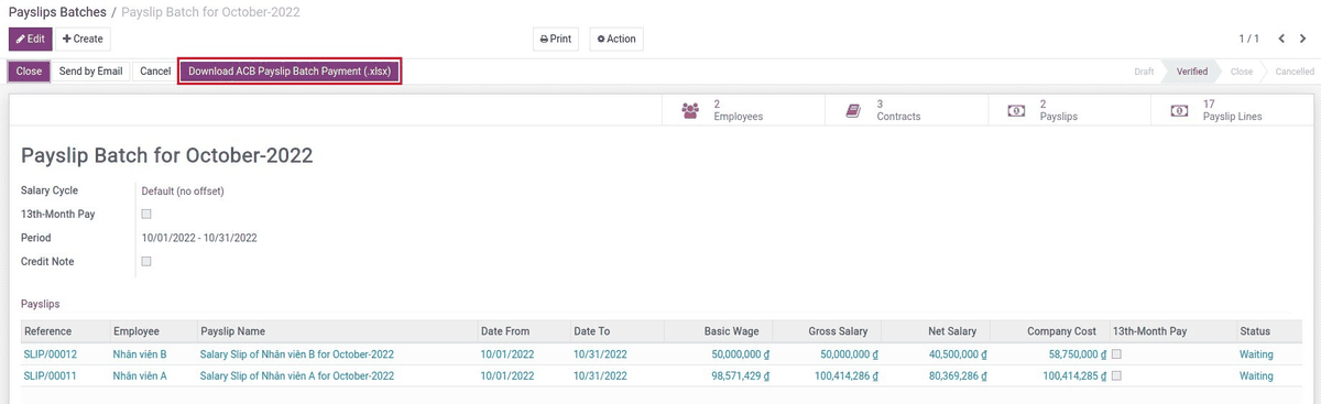 Payroll Payment ACB bank Templates