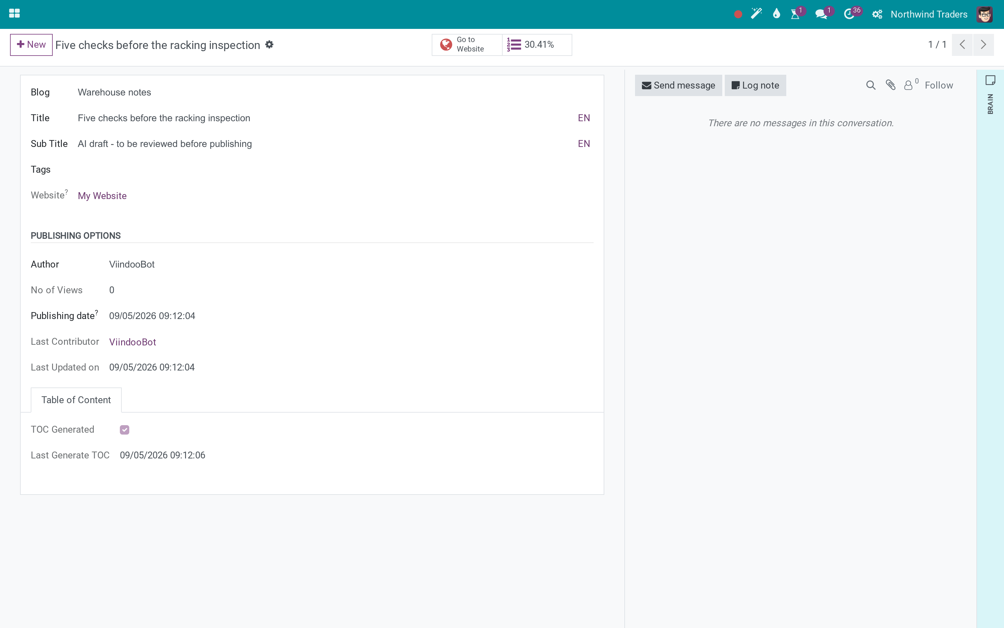 Blog summaries for the assistant and a weekly AI blog draft that is never published on its own