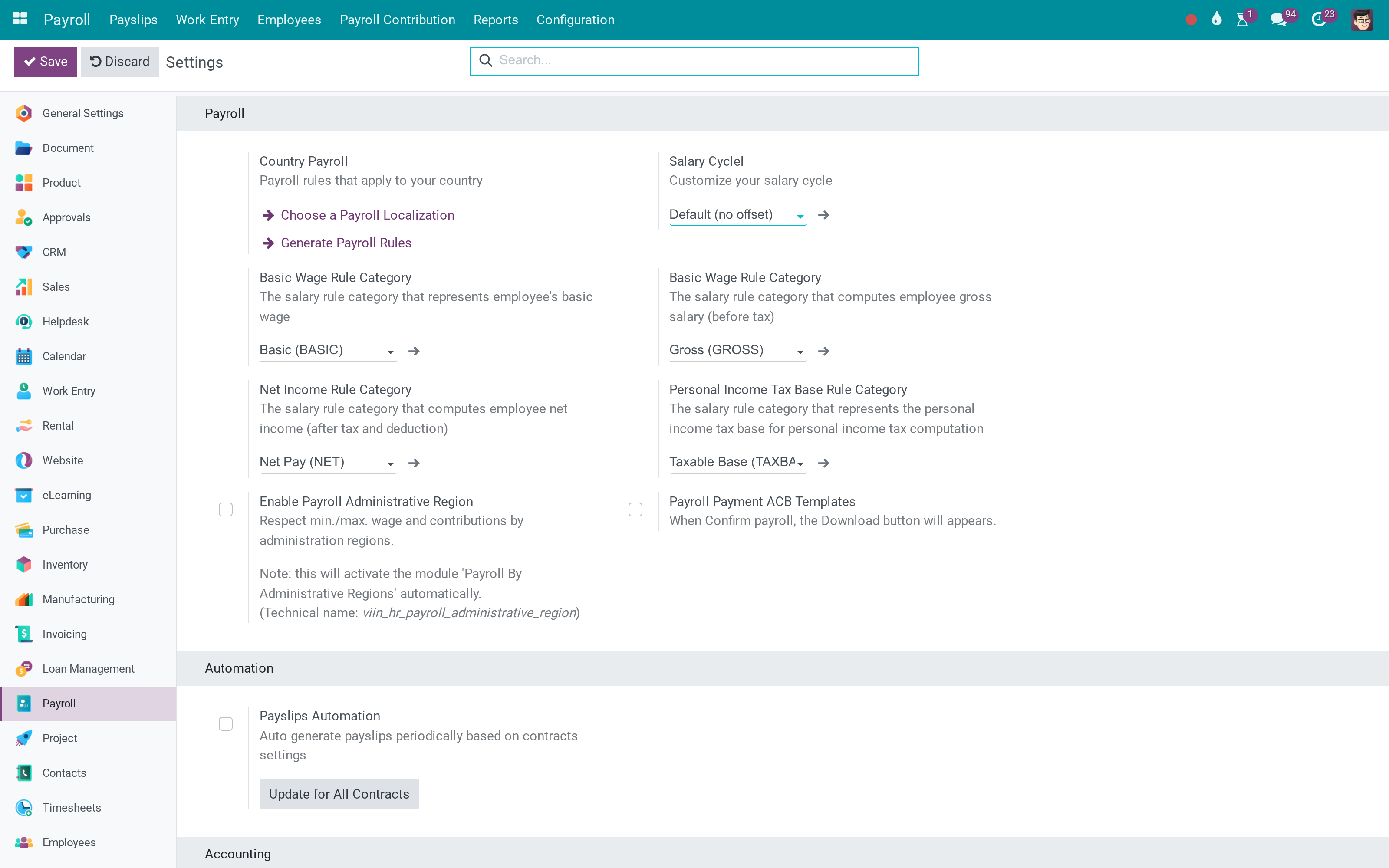 The payroll payment file, switched on where payroll is configured