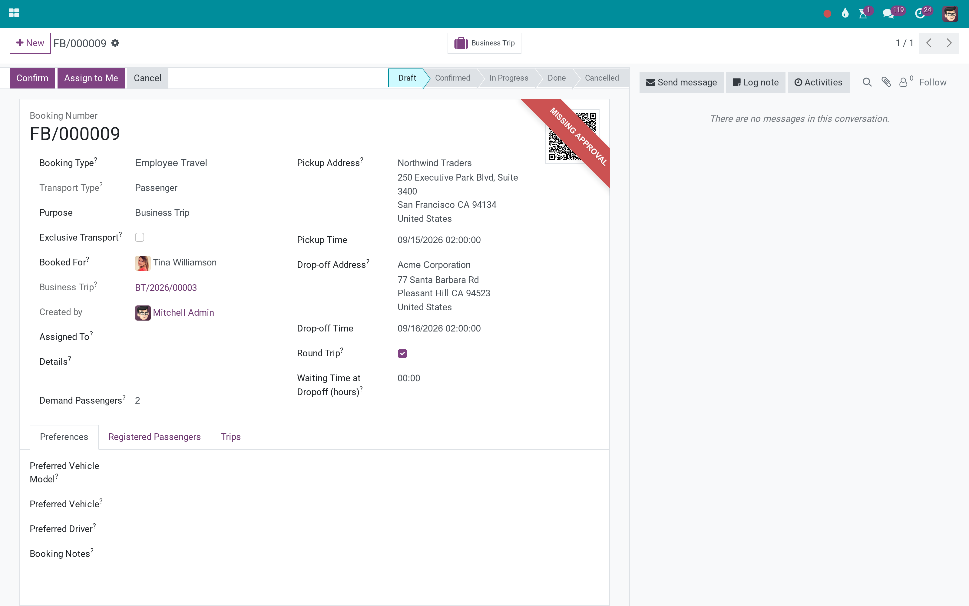 Passenger bookings with seats, luggage and boarding