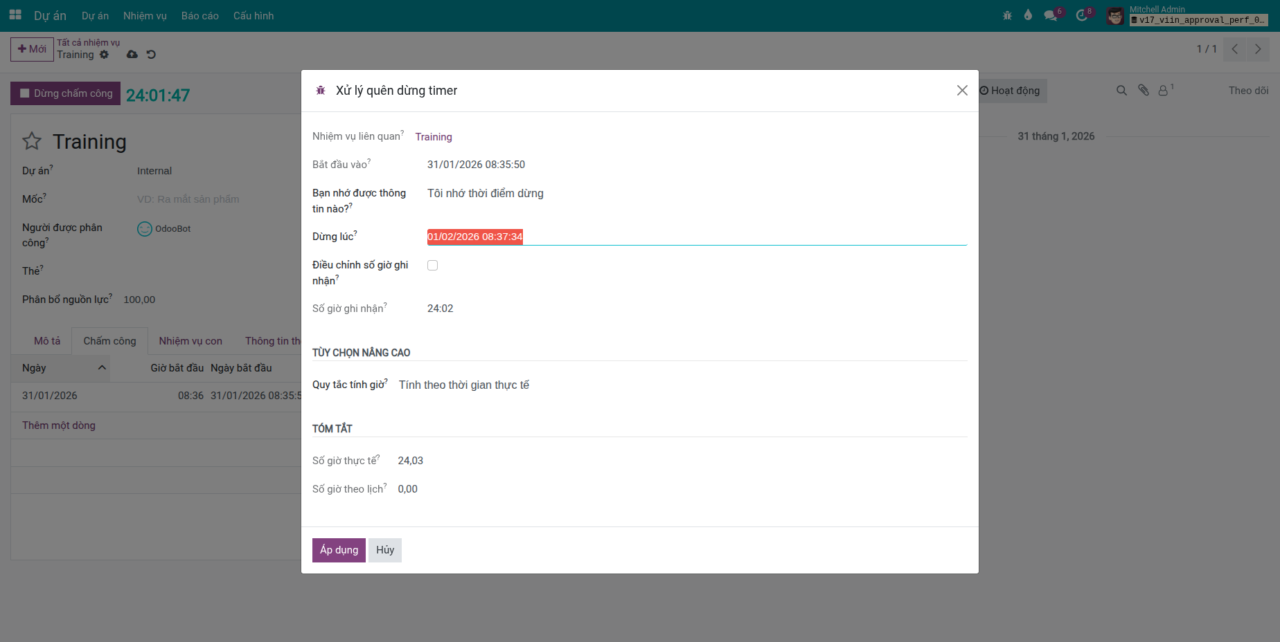 Resolve forgotten timer (stop time)