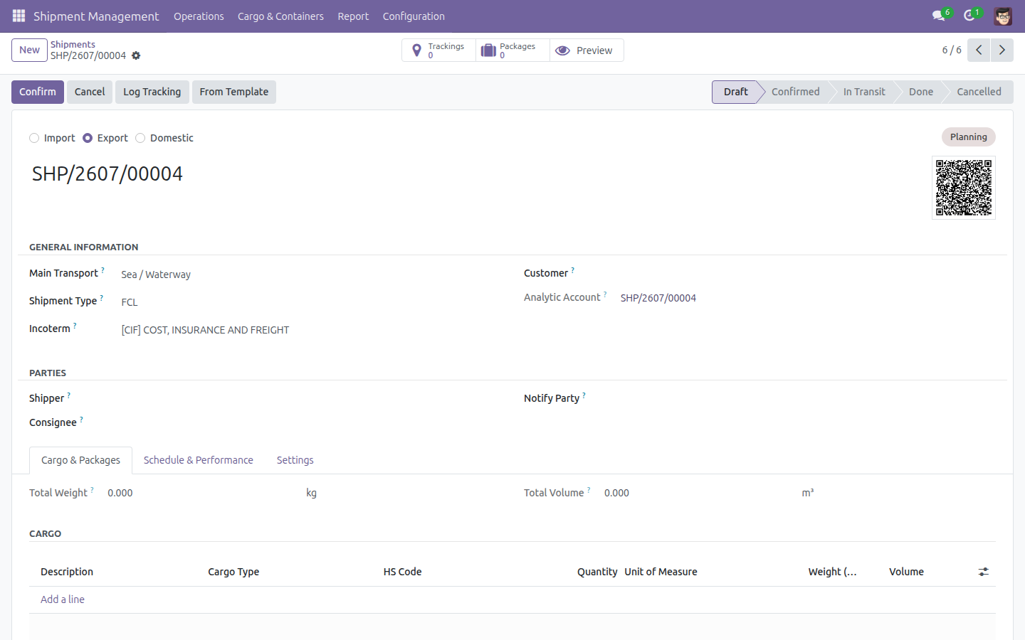 Logistics Accounting - auto-generated analytic account and Incoterm on a shipment