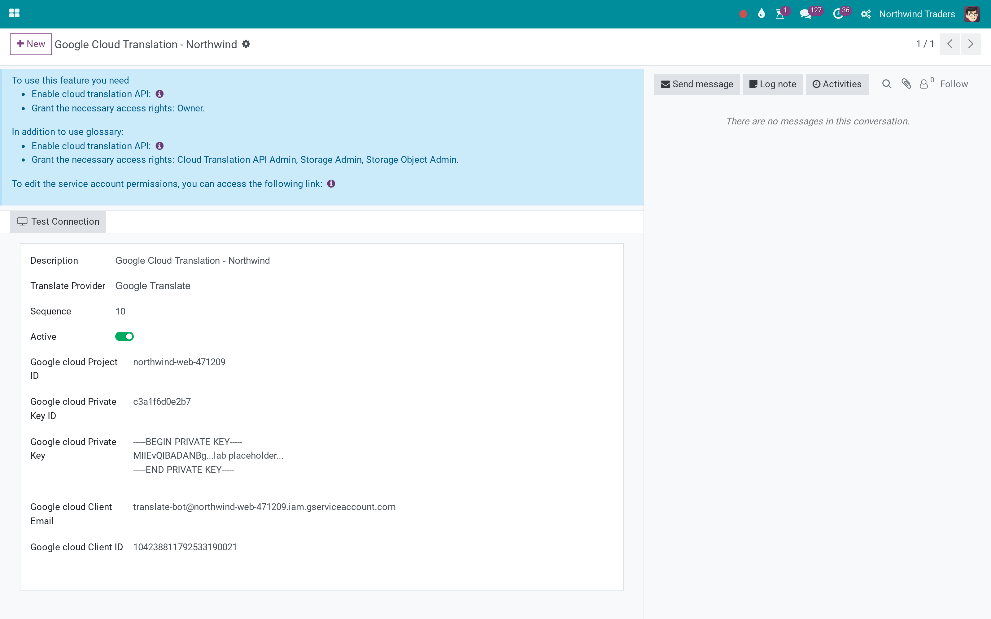 Google Cloud Translation as the auto-translation provider
