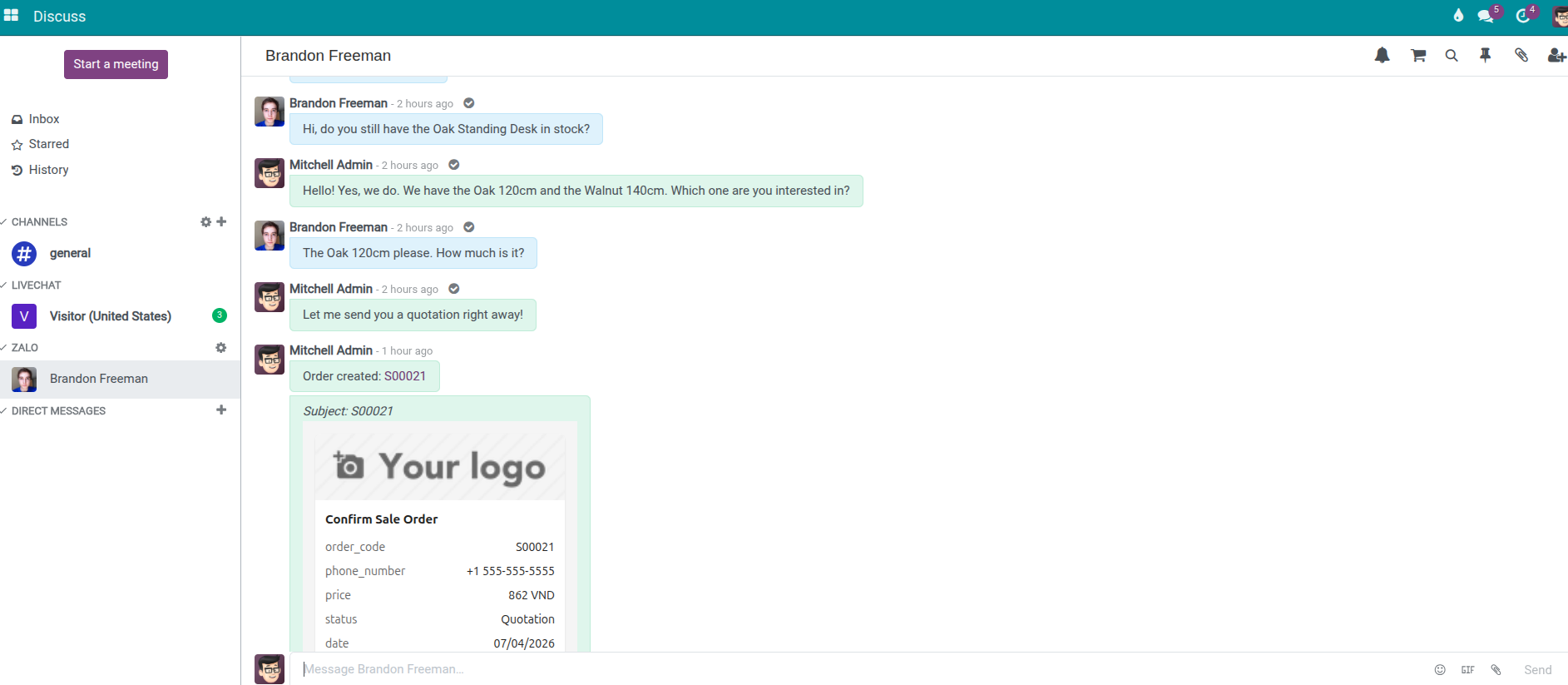 Ảnh chụp tích hợp Zalo OA