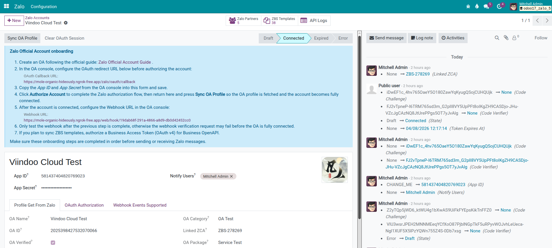 Cài đặt kết nối OA