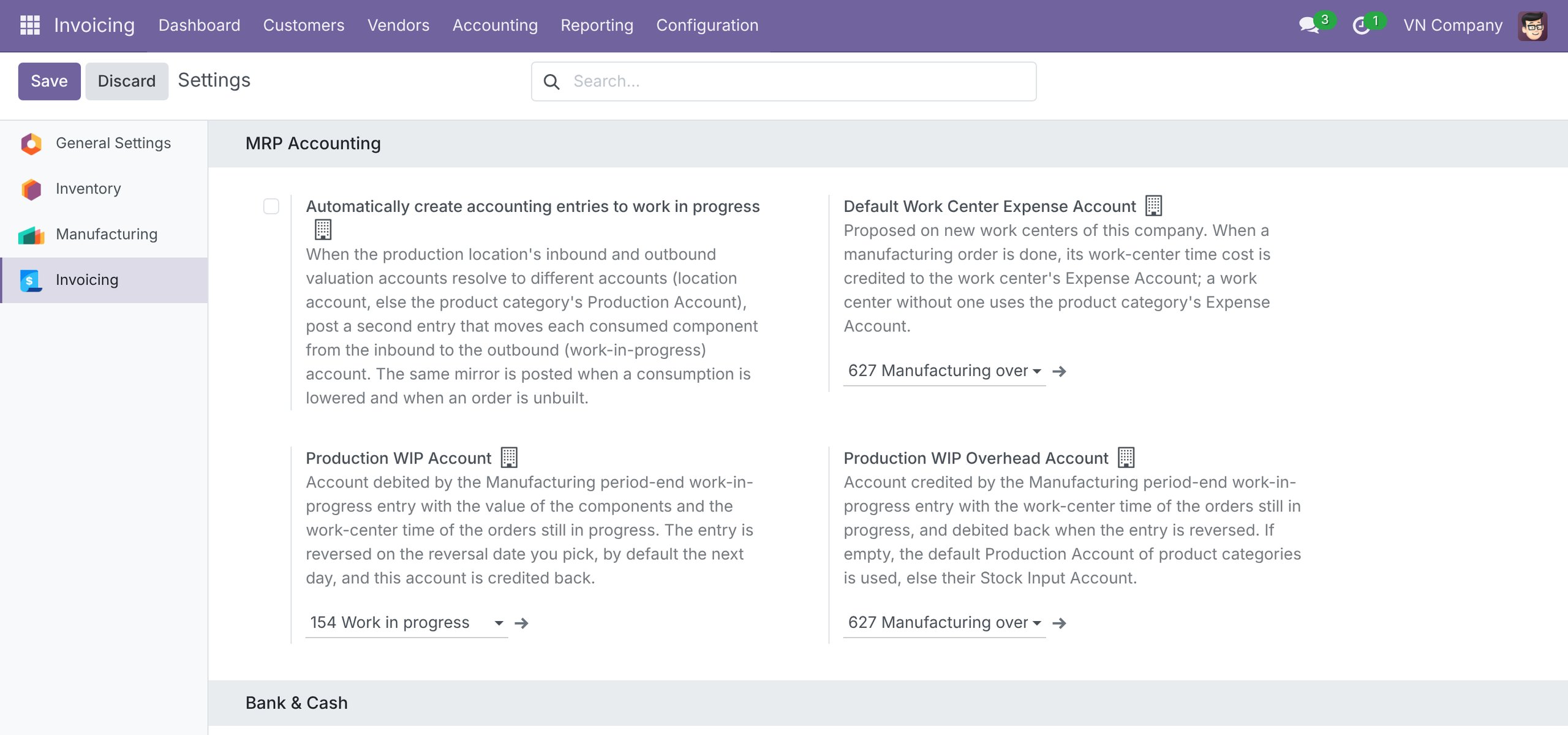 Manufacturing accounts ready out of the box