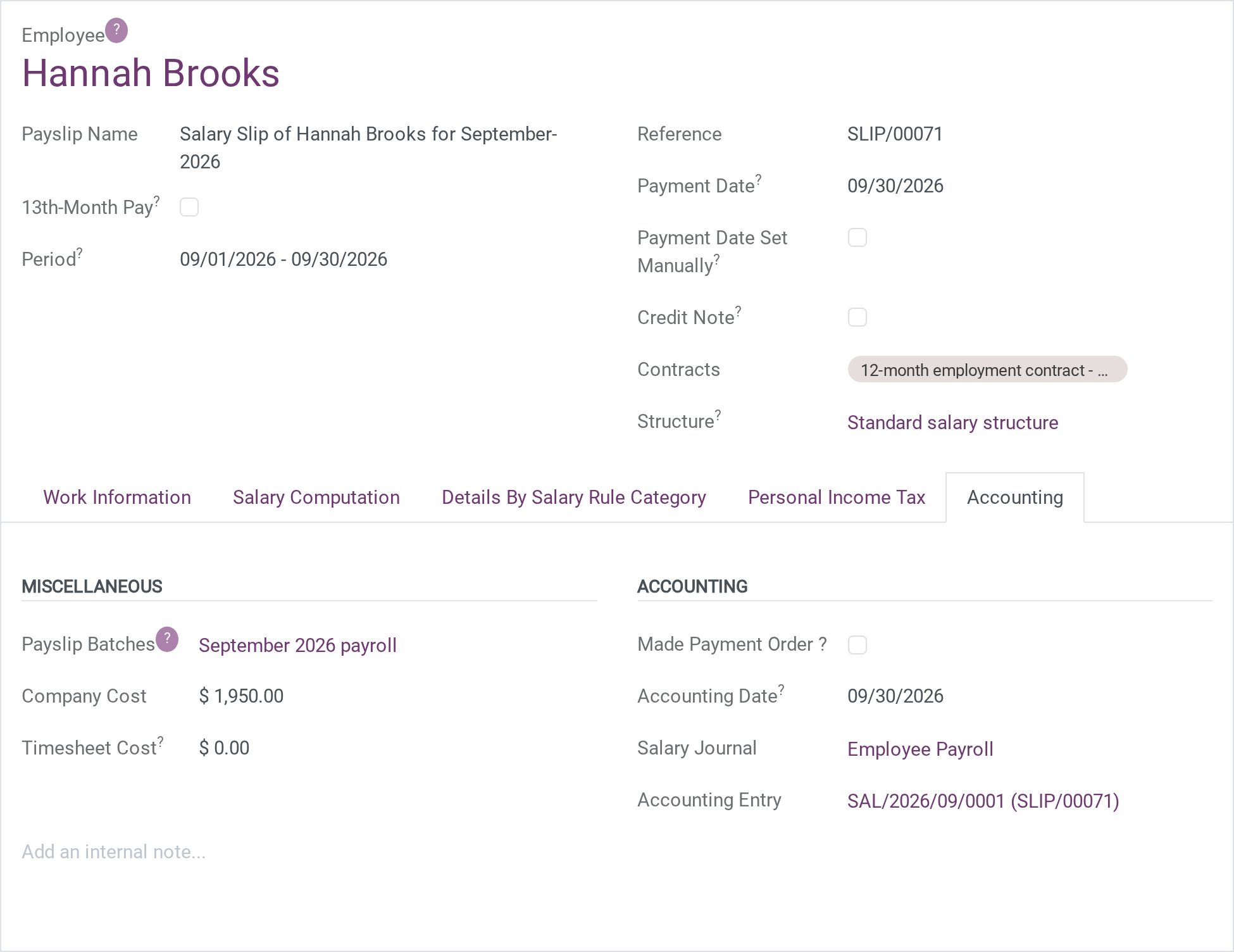 Payroll that posts itself
