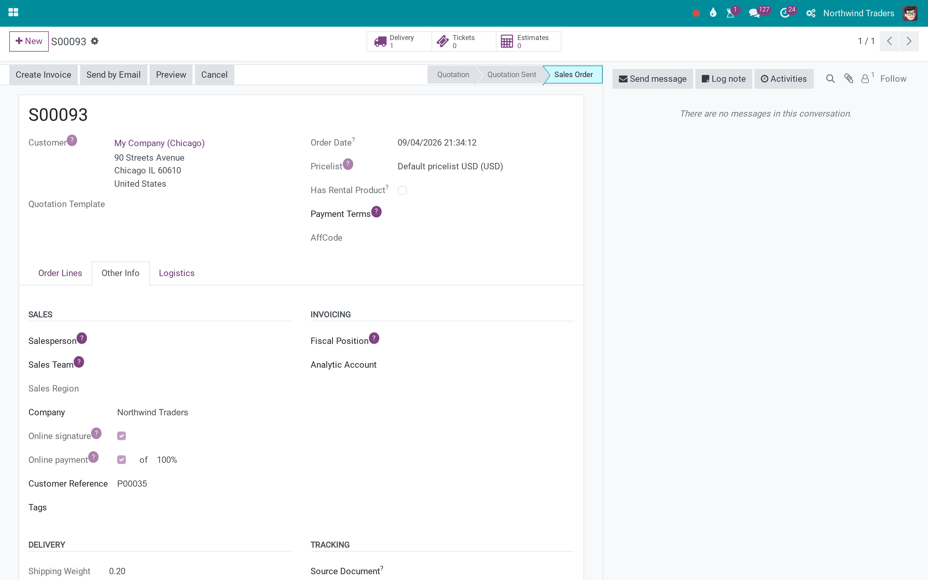 The generated sales order