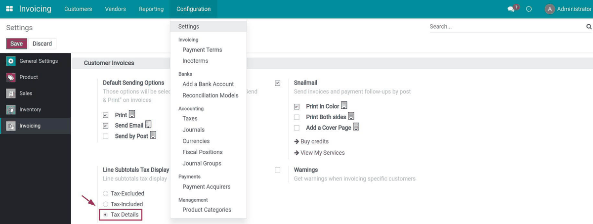 Invoice Tax Details