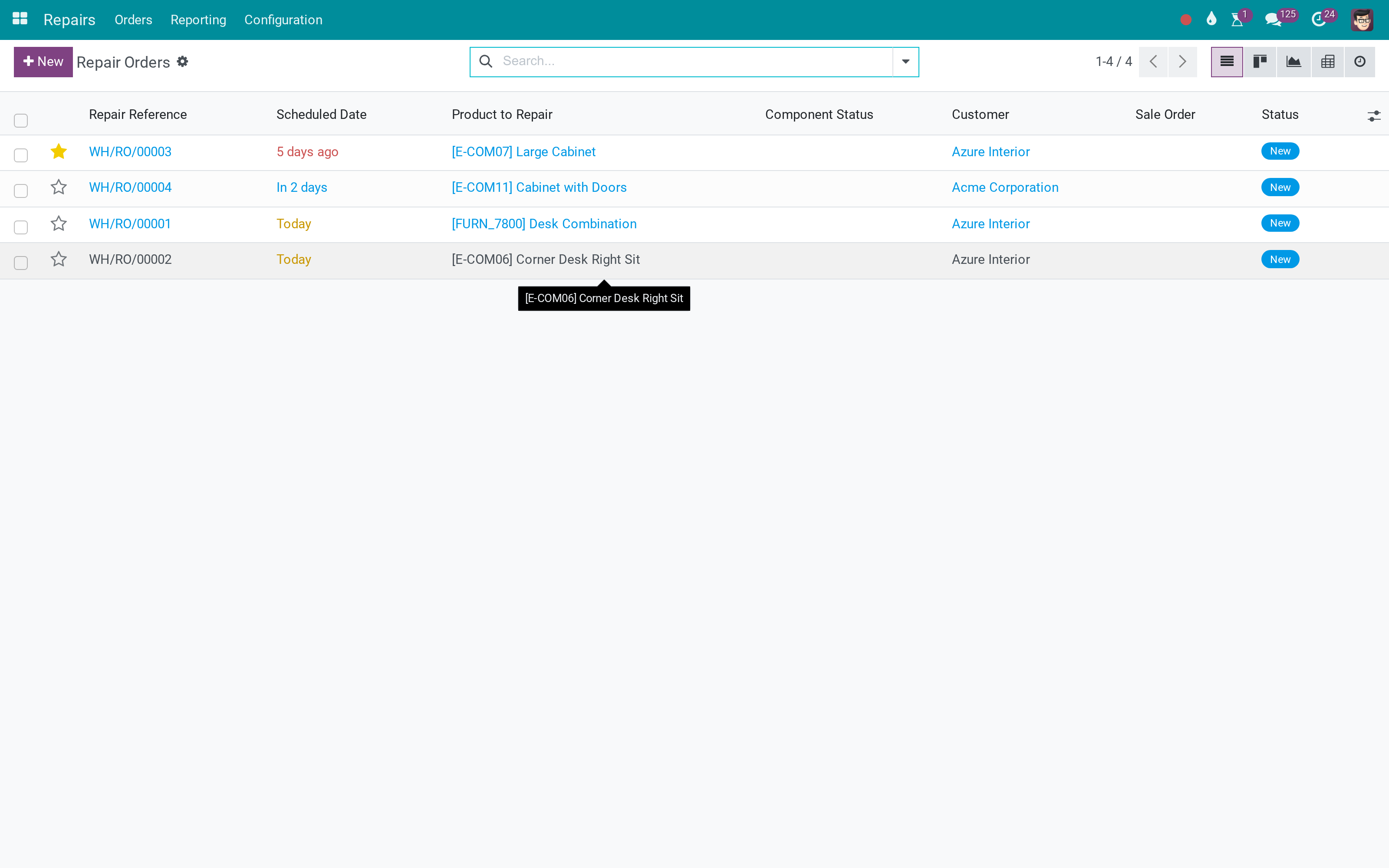 The service schedule, already on the repair order