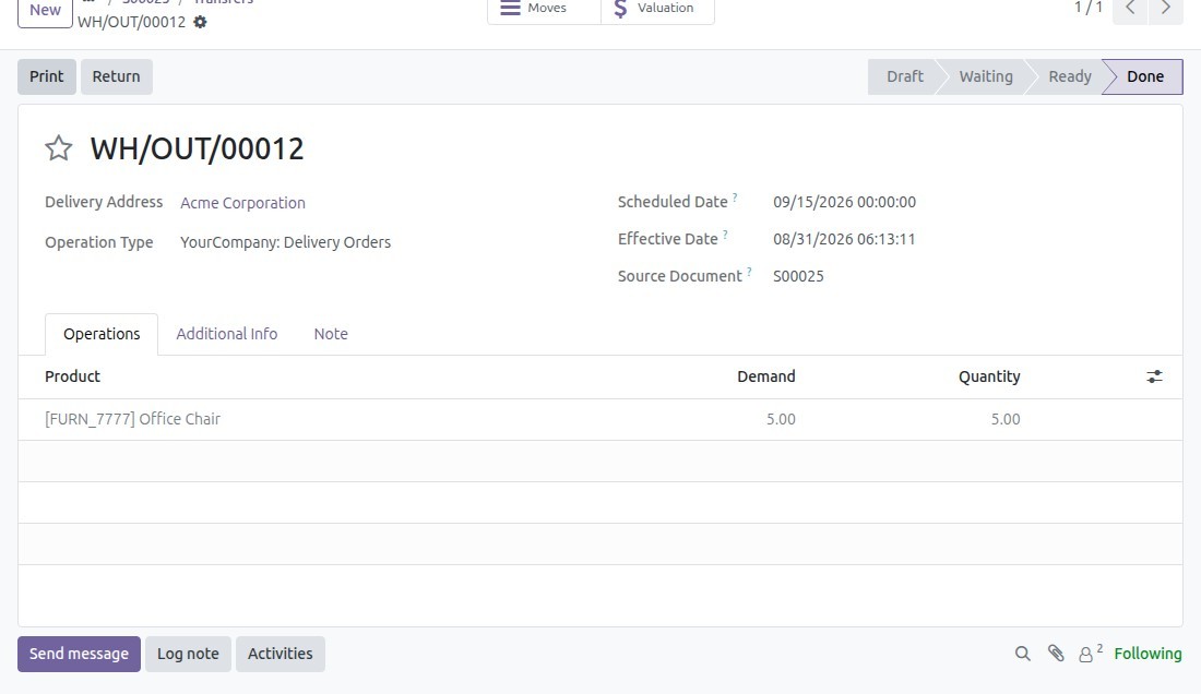 Validate the delivery to the customer