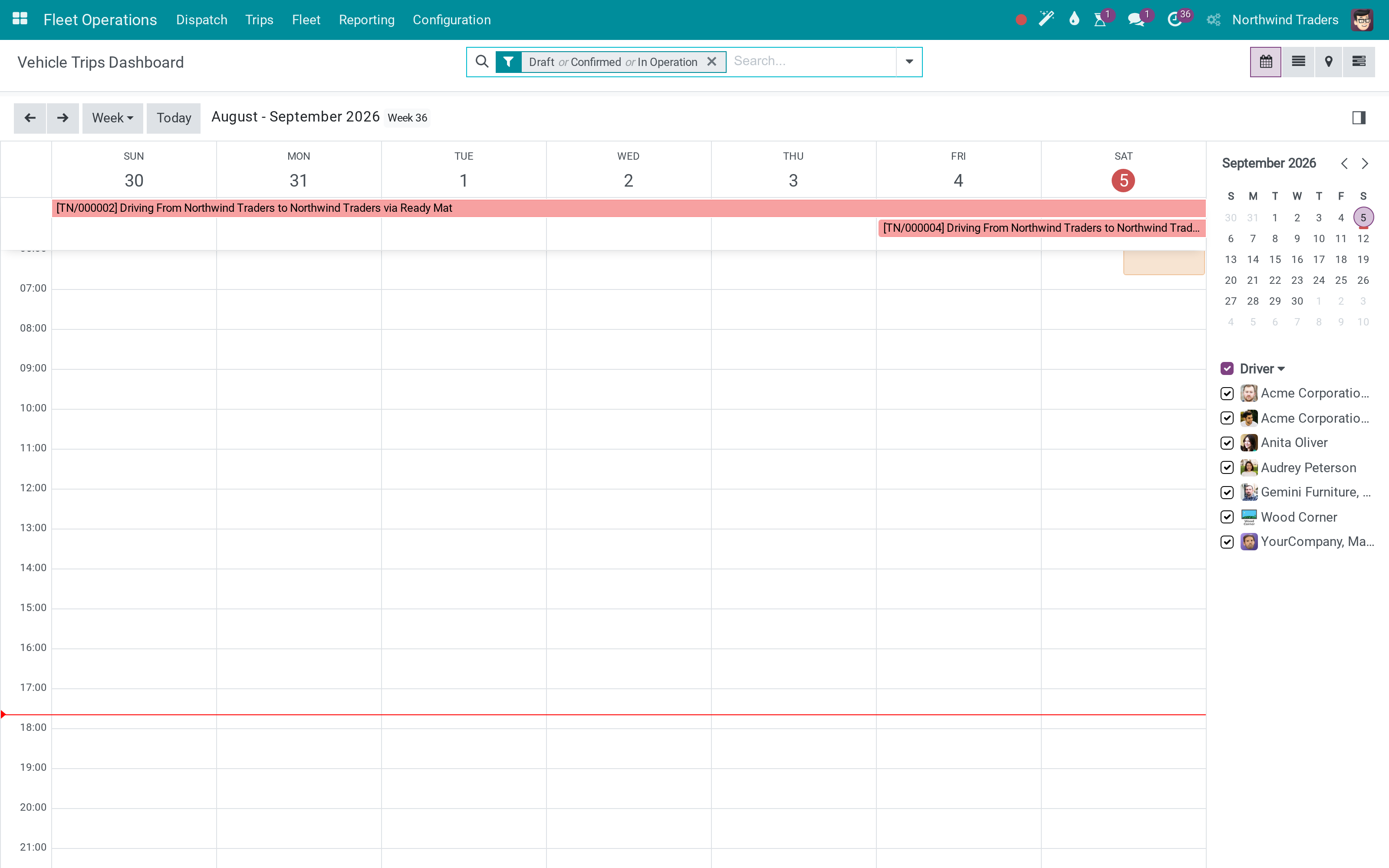 The week by driver: overlaps are visible before they become phone calls