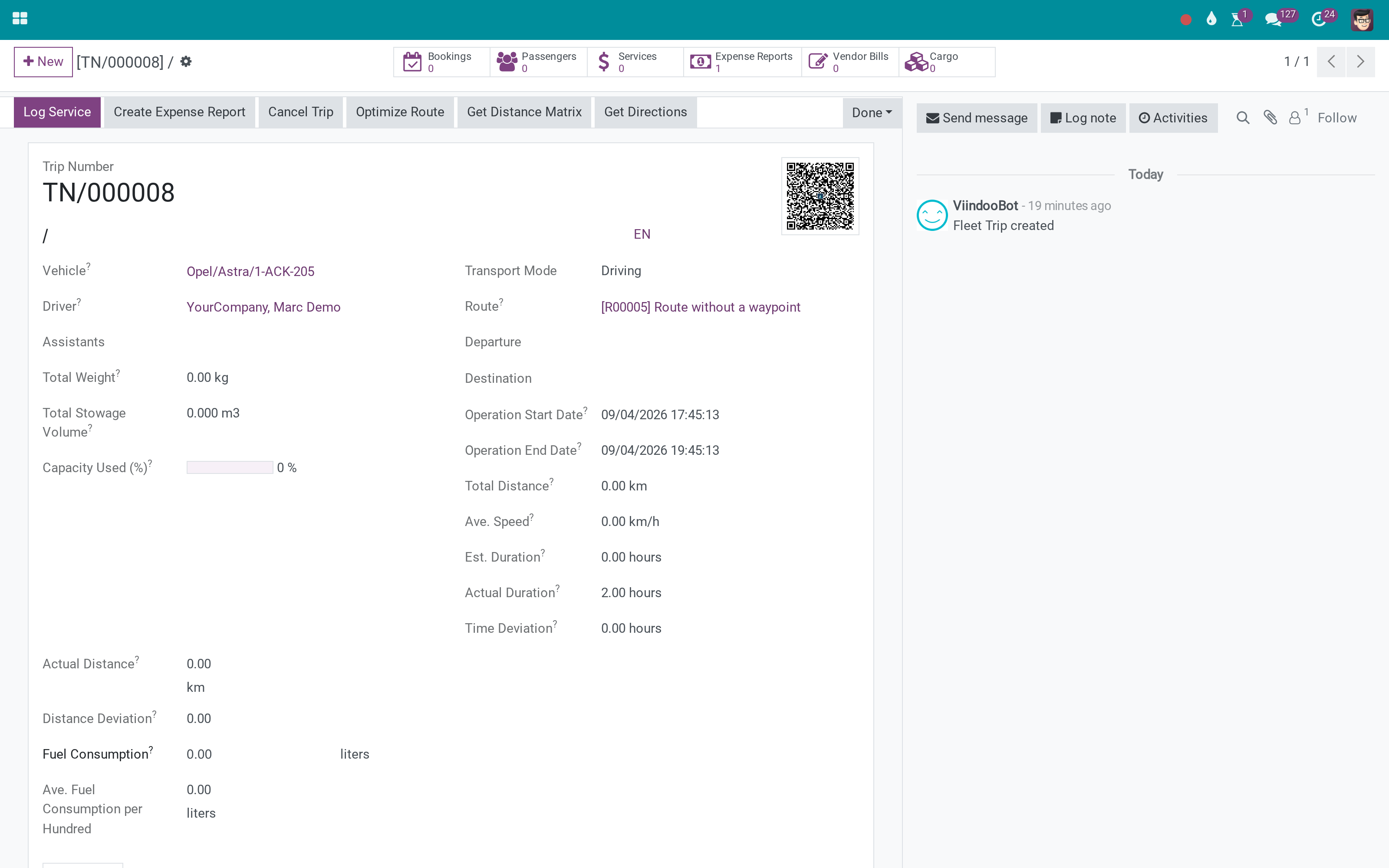 The driver gets an expense report when the trip is done