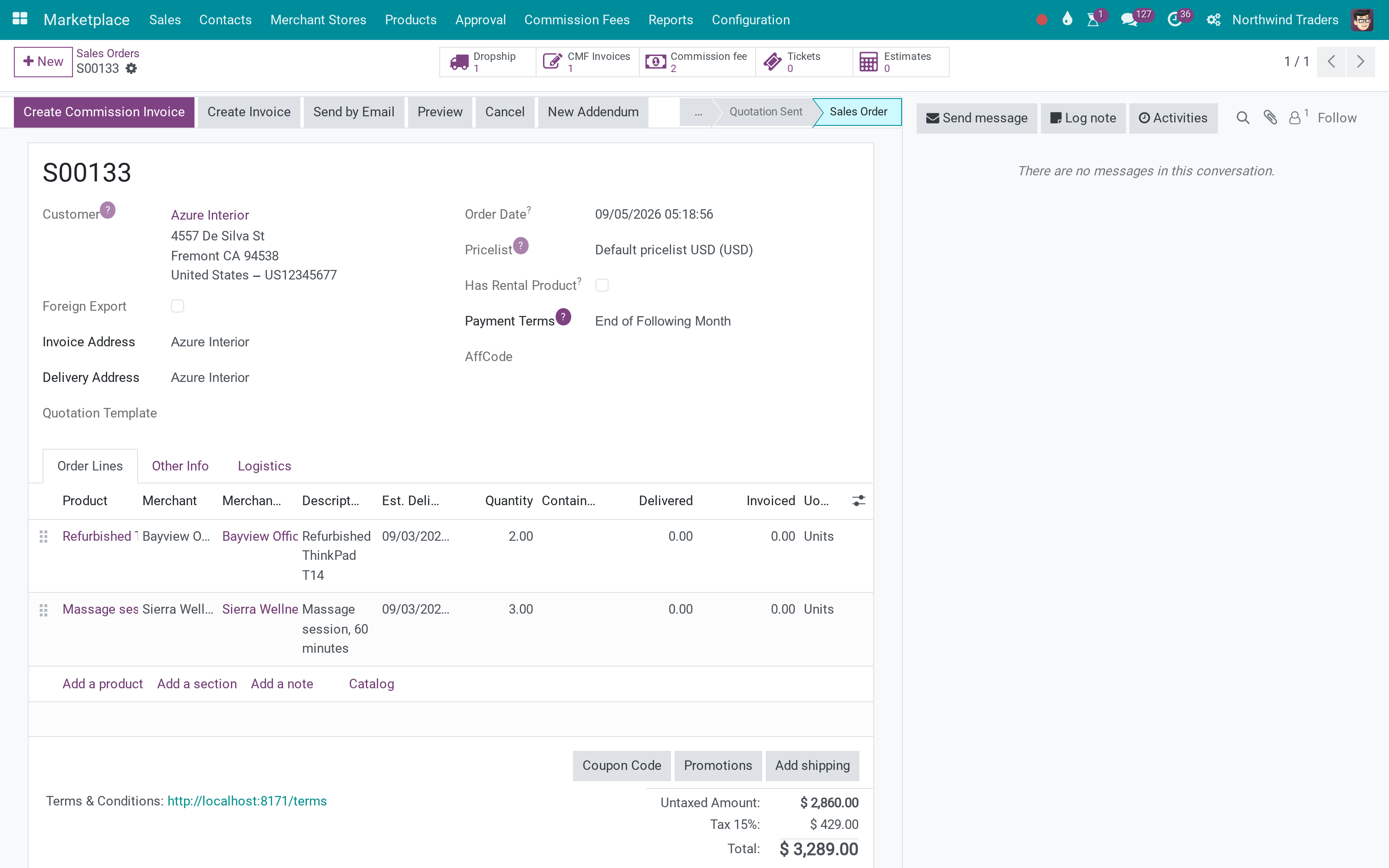 Configurable products on marketplace orders