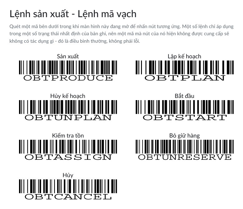Phiếu in các mã vạch lệnh của lệnh sản xuất