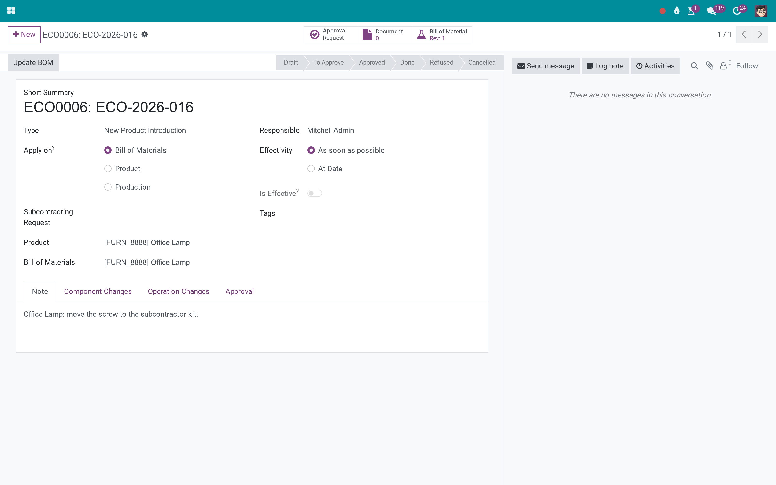 Subcontract the new BoM version straight from the ECO