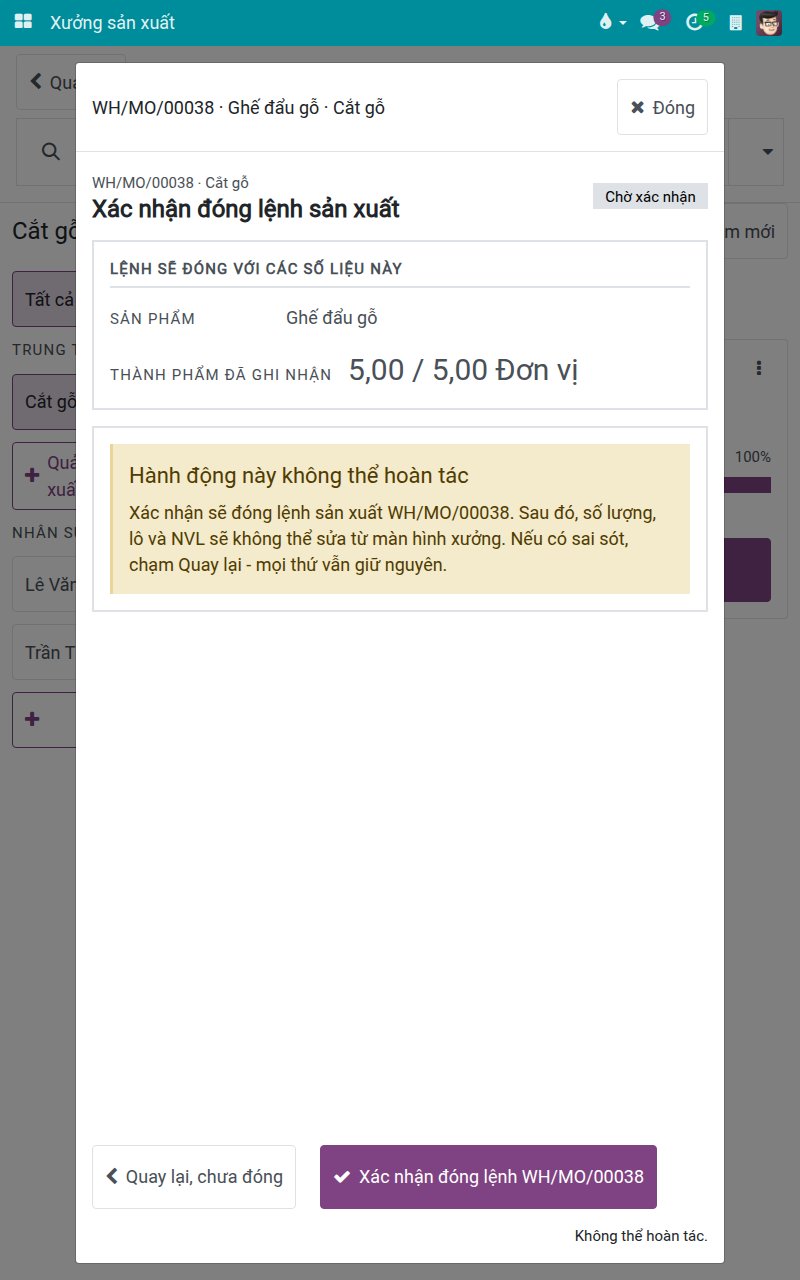 Màn hình đóng lệnh