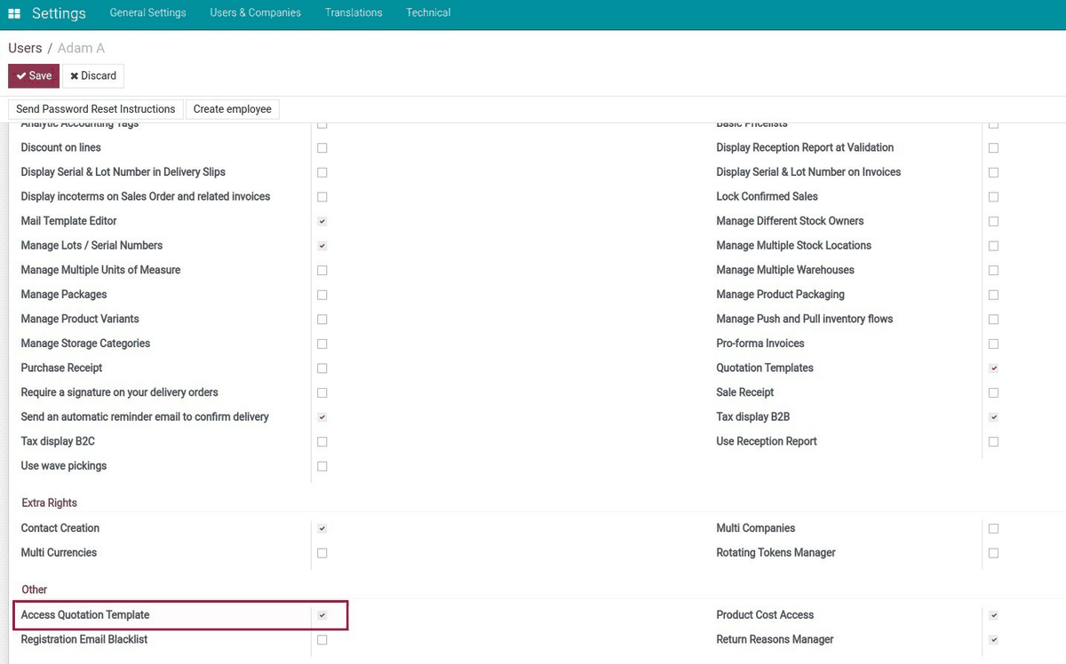 Sales Quotation Template Access