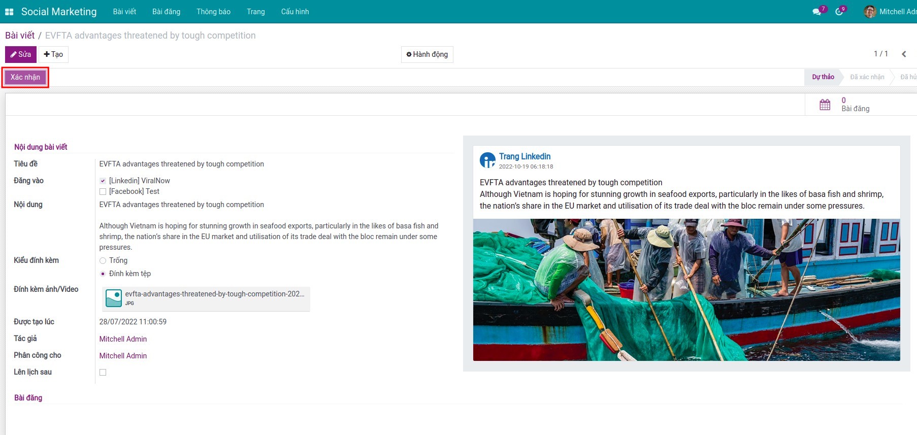 Xác nhận bài đăng