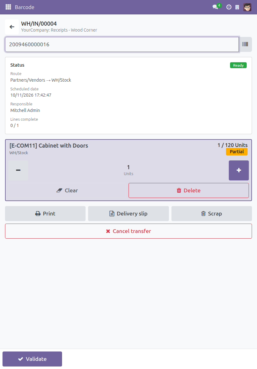 Receive goods by scanning