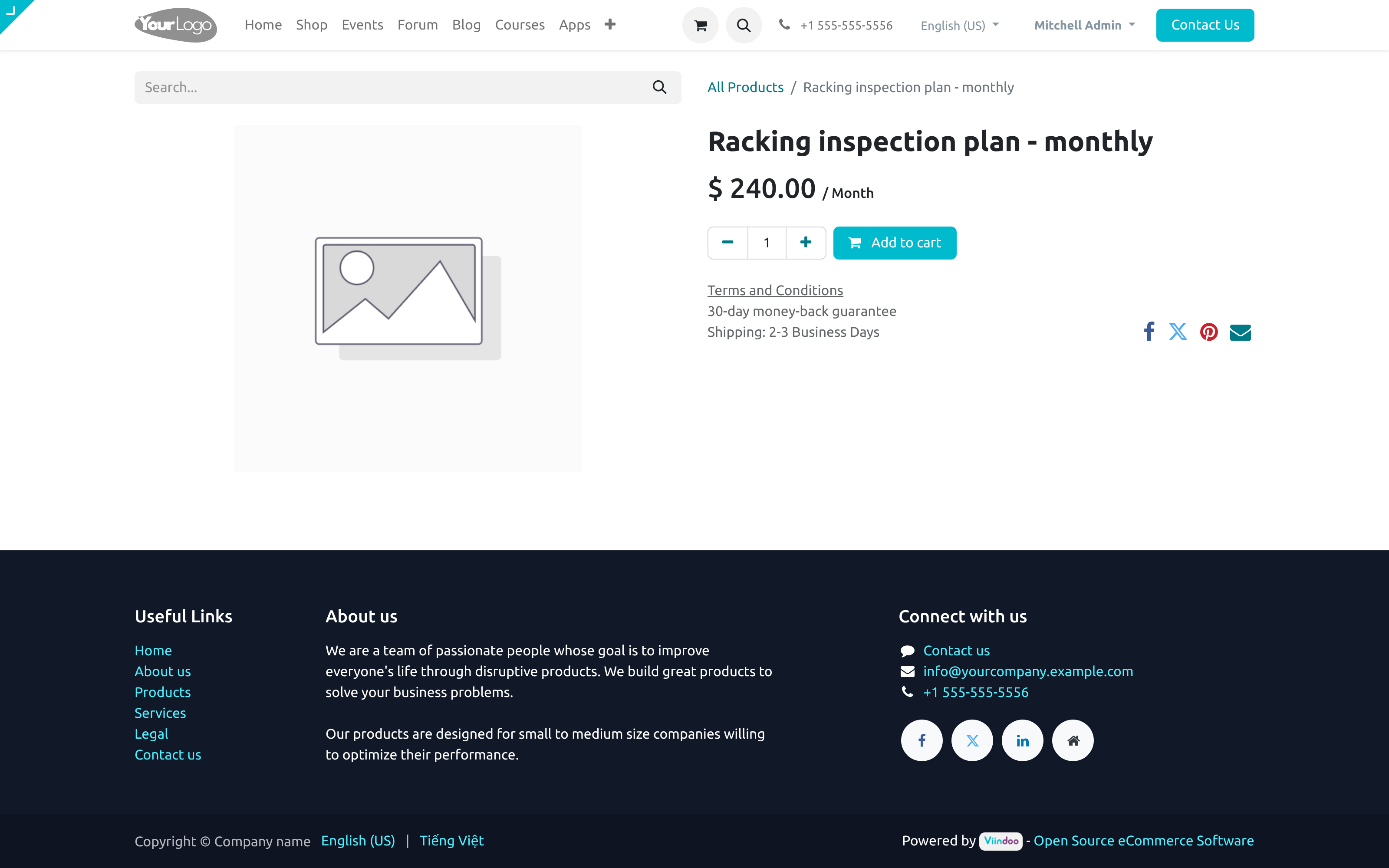 Recurring products on the web shop with a default period