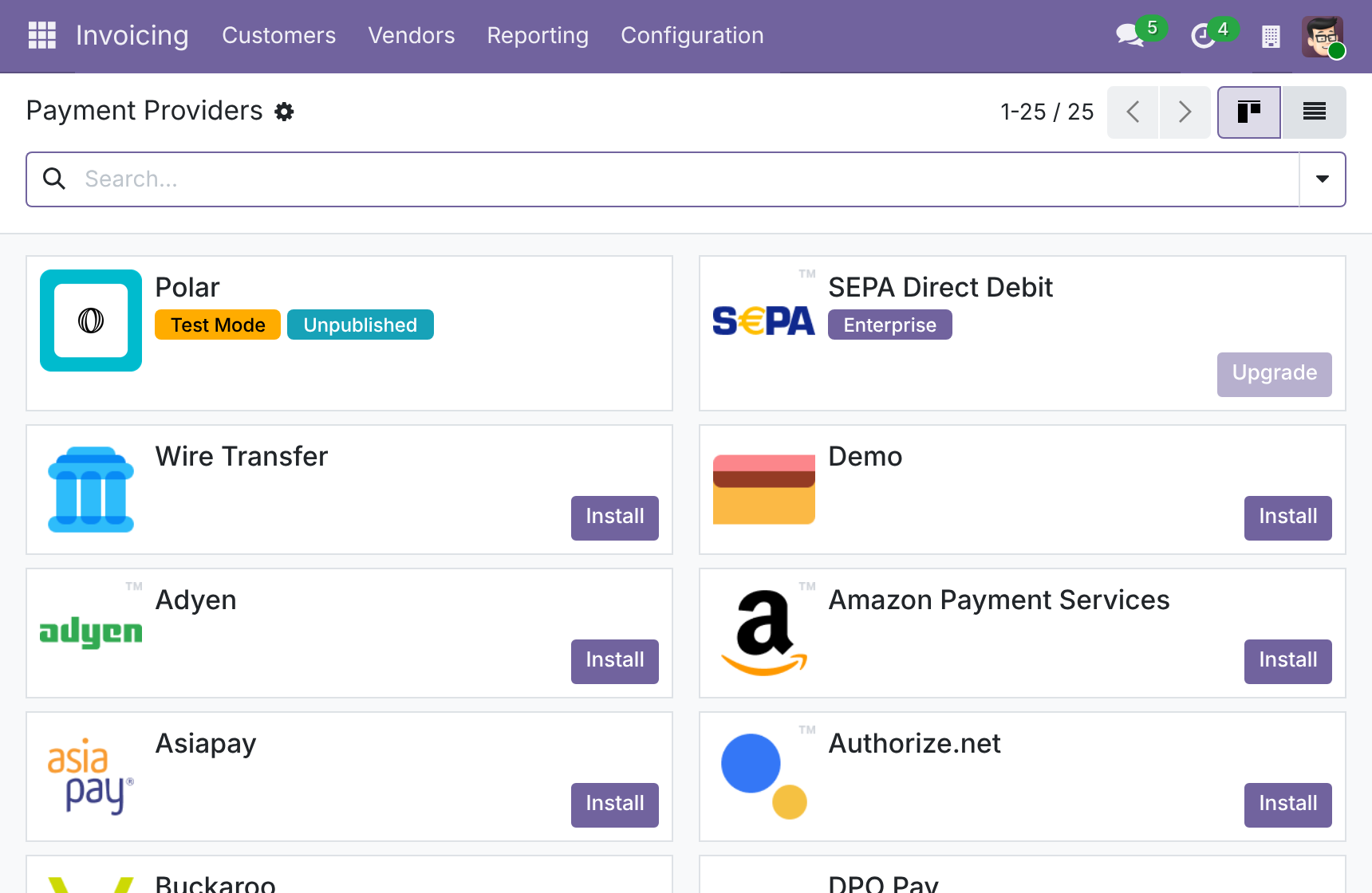 Find Polar next to your other payment providers