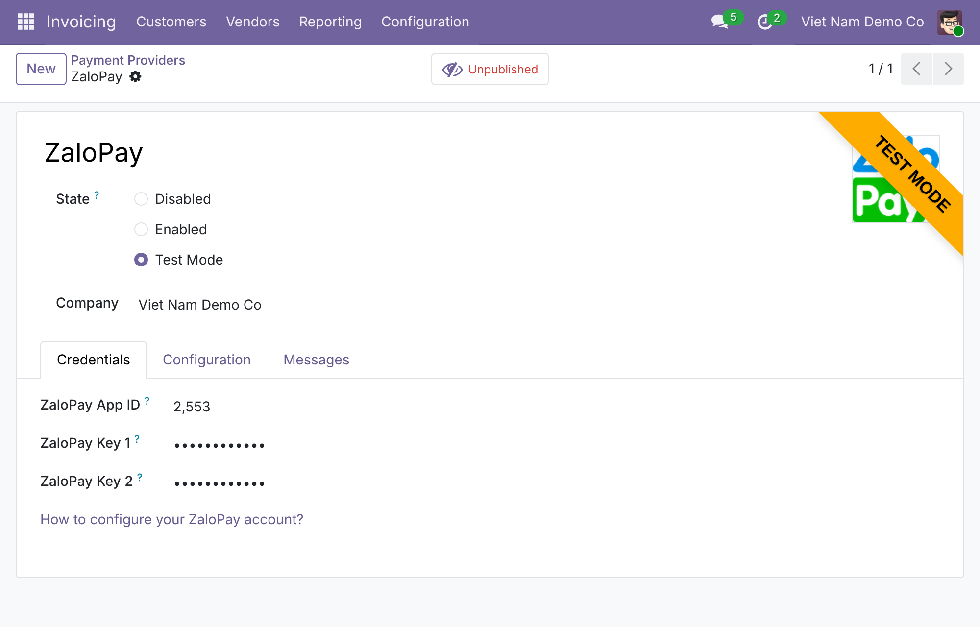 Connect your ZaloPay merchant application
