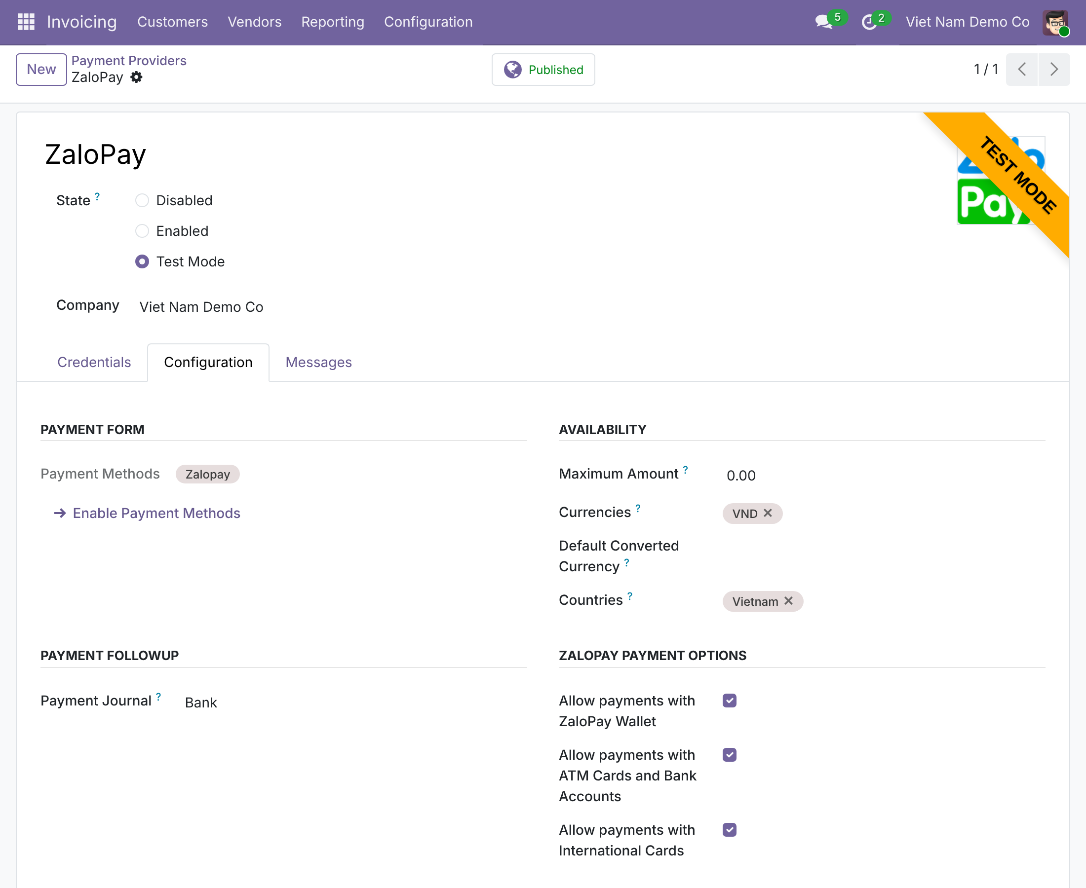 ZaloPay Payment Provider