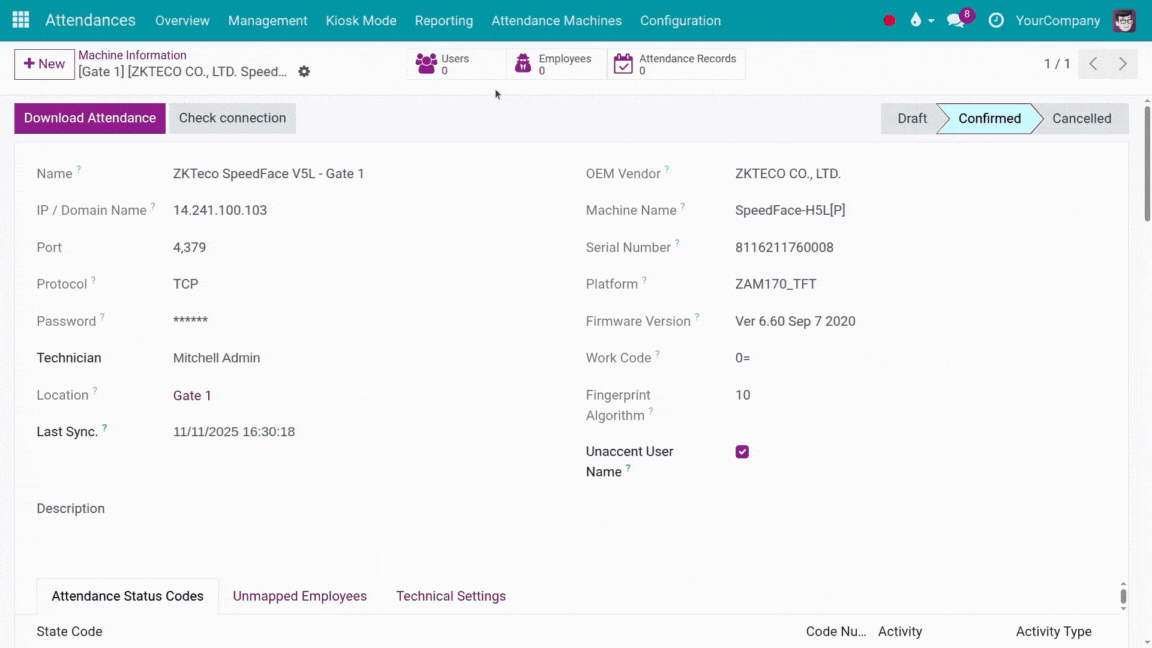 Attendance synchronization
