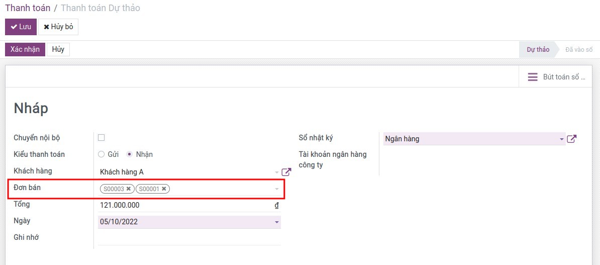 Truong don ban tren thanh toan