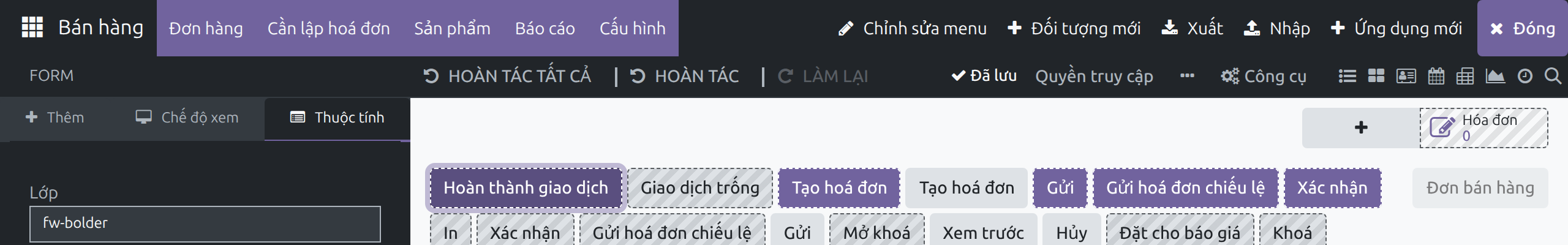 Các nút Hoàn tác tất cả, Hoàn tác và Làm lại trên thanh công cụ cùng dấu hiệu Đã lưu bên cạnh