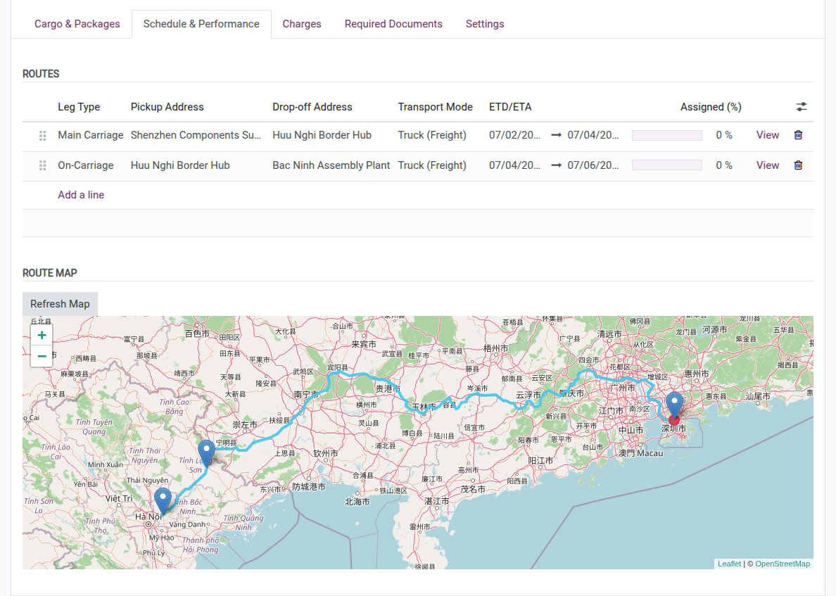 Shipment Route