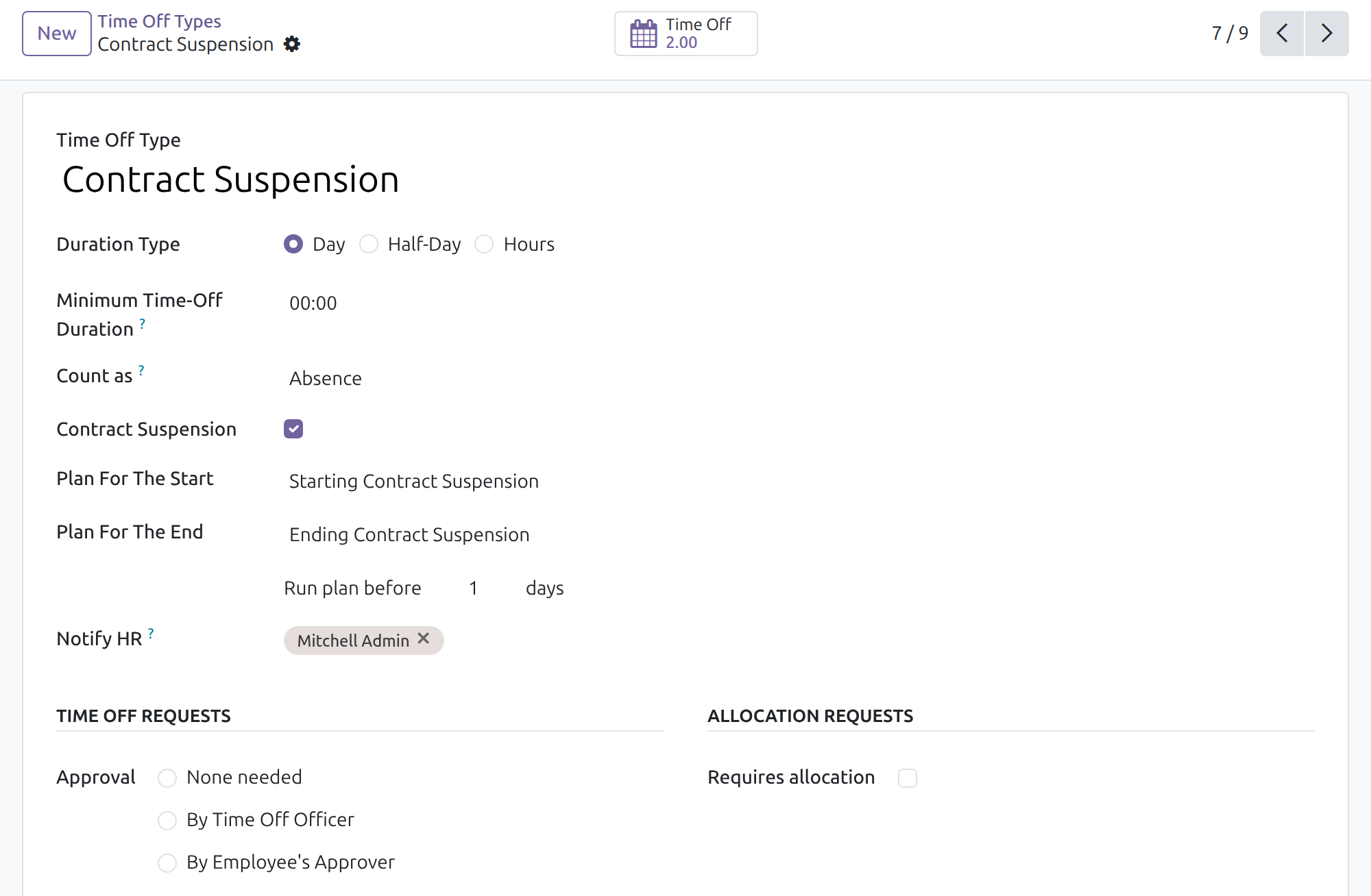 Set up the Contract Suspension type