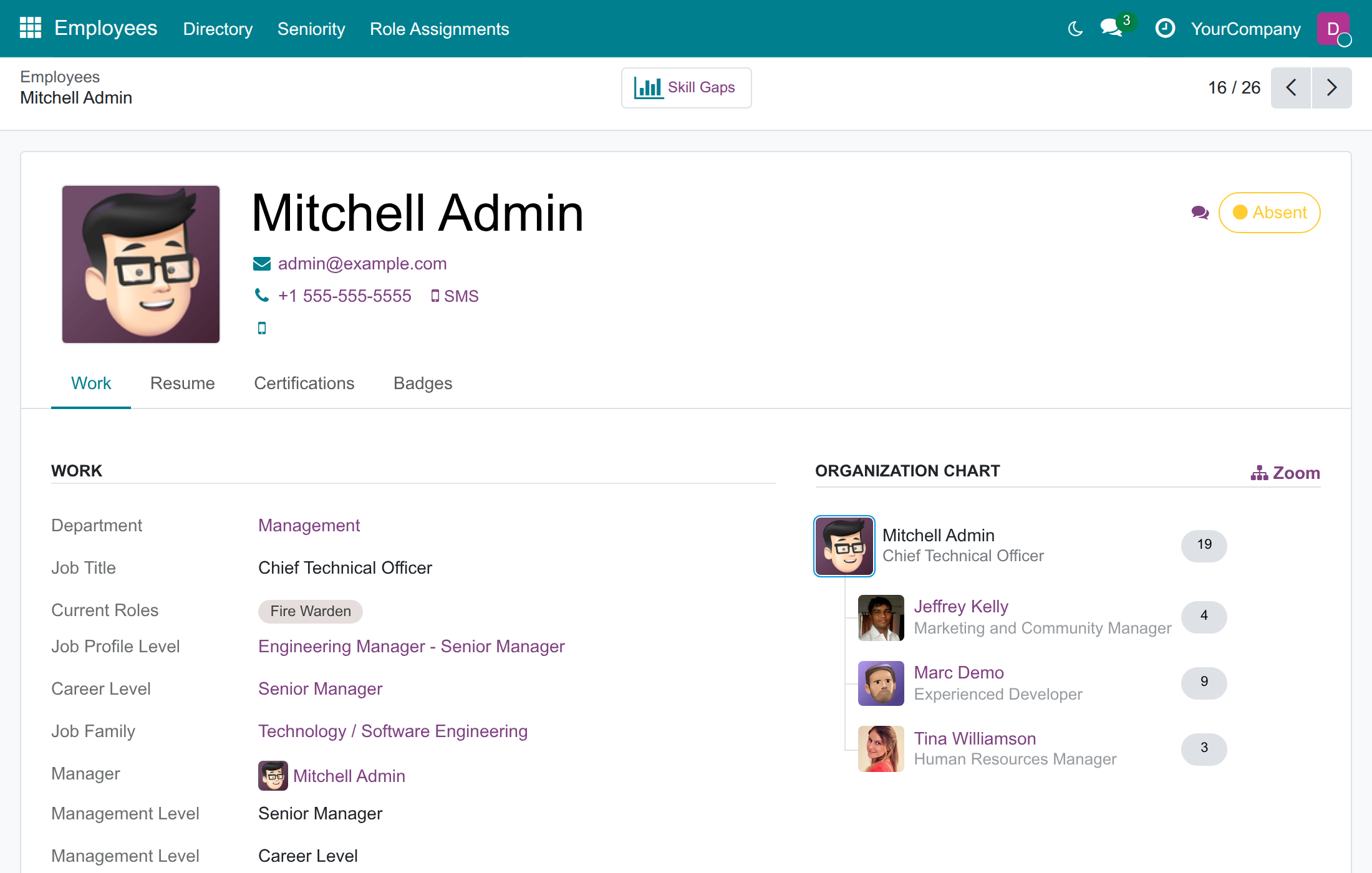 See a colleague's current roles