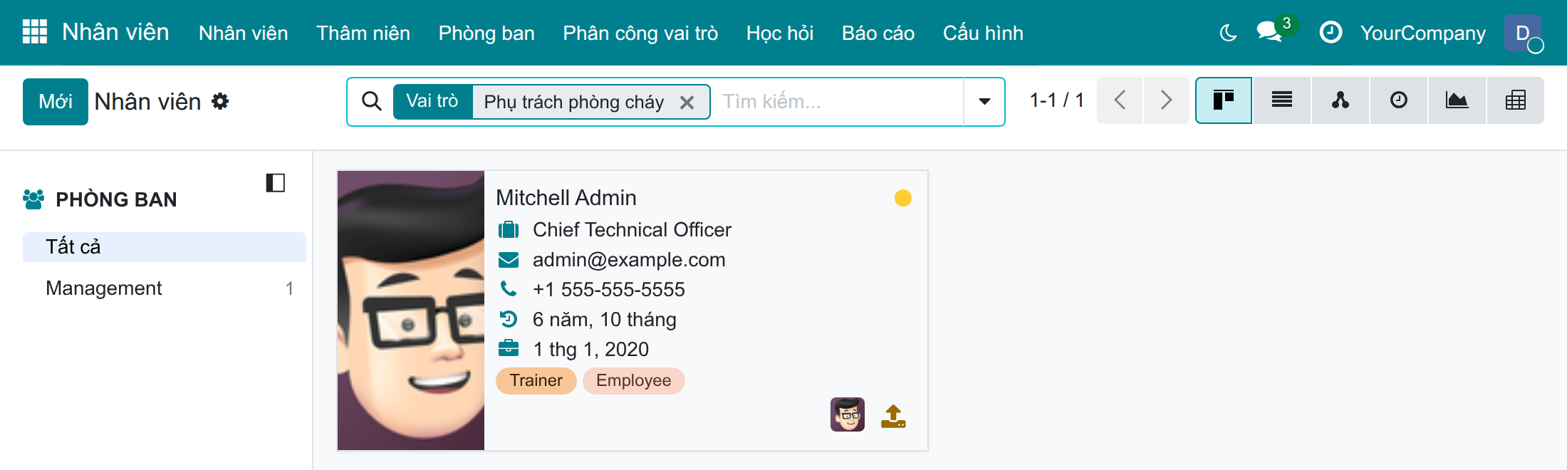 Tìm nhân viên theo vai trò