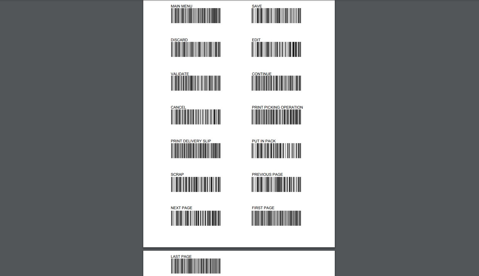 Actions on the transfer slip replaced by the barcodes