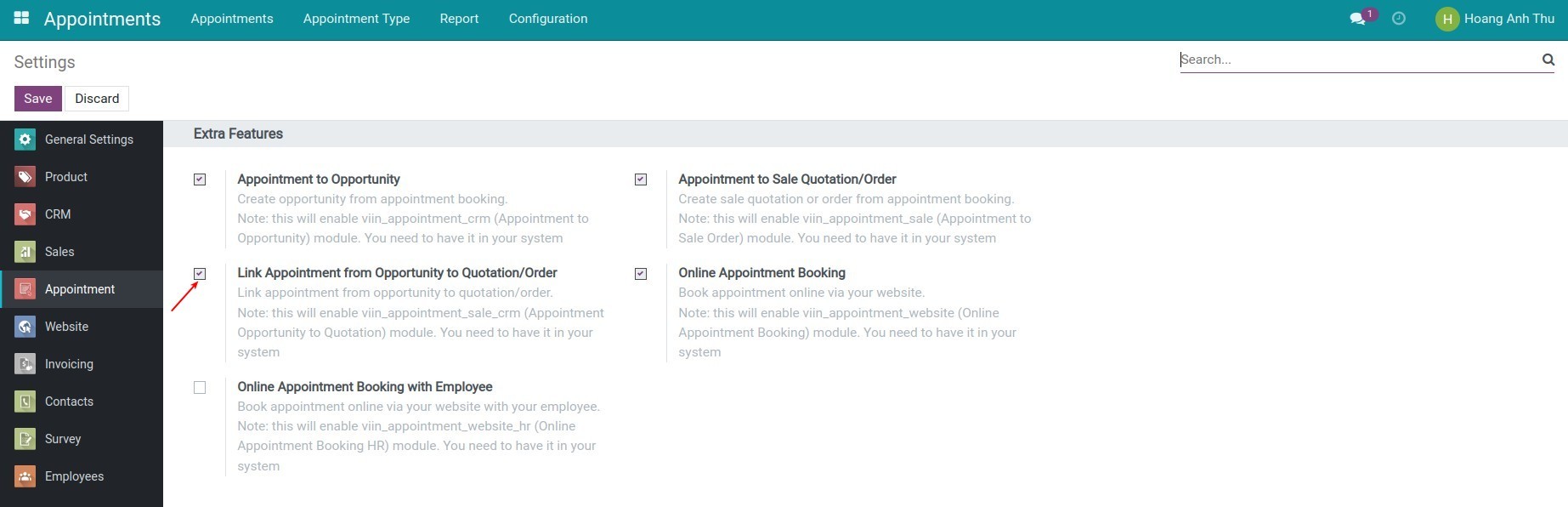 Activate the Link Appointment with Quote and Sales Order feature