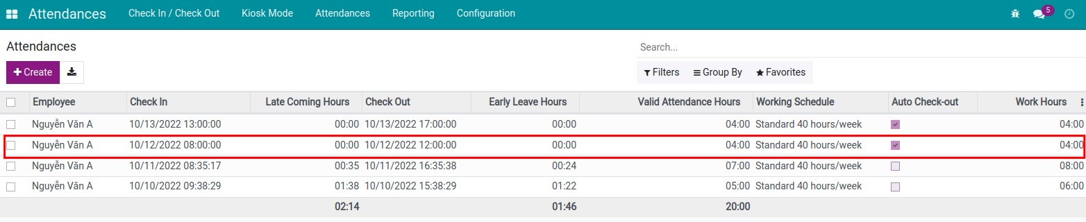 Check to Auto Check-out when you forget to time attendance in the morning