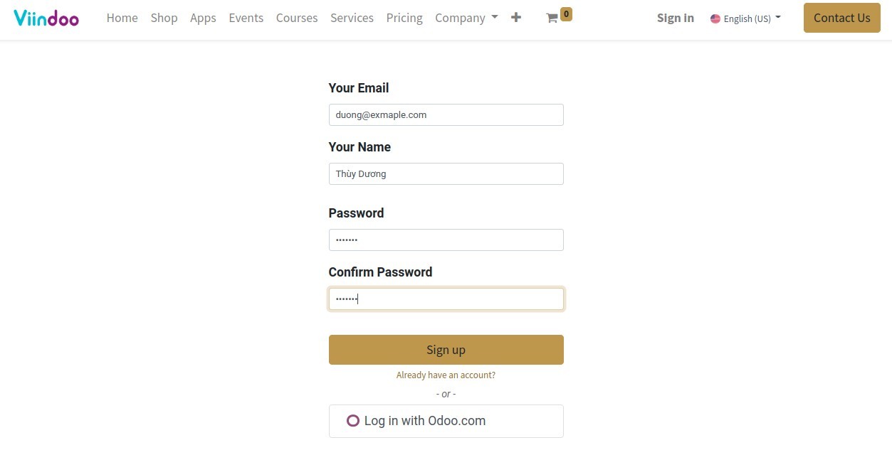 Portal account registration information