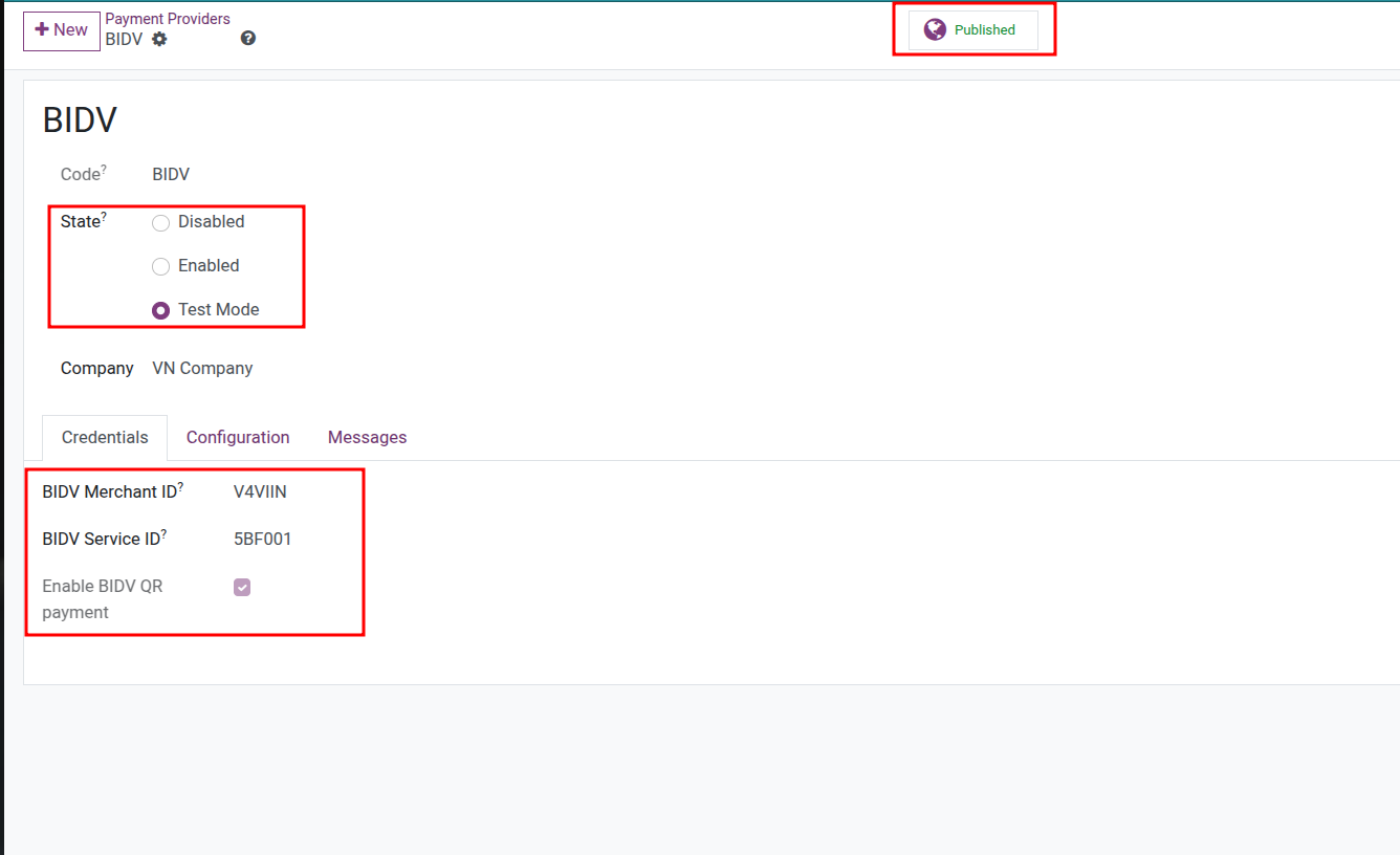 Activate BIDV QR Payment Provider