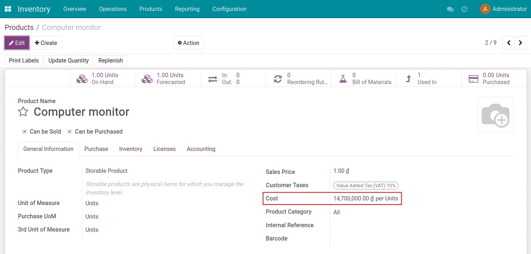 Component cost