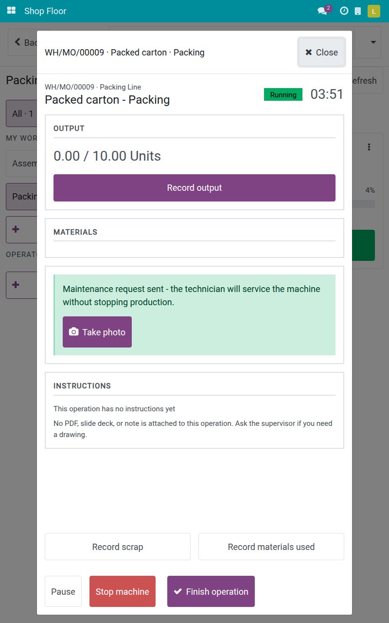 Green message Maintenance request sent