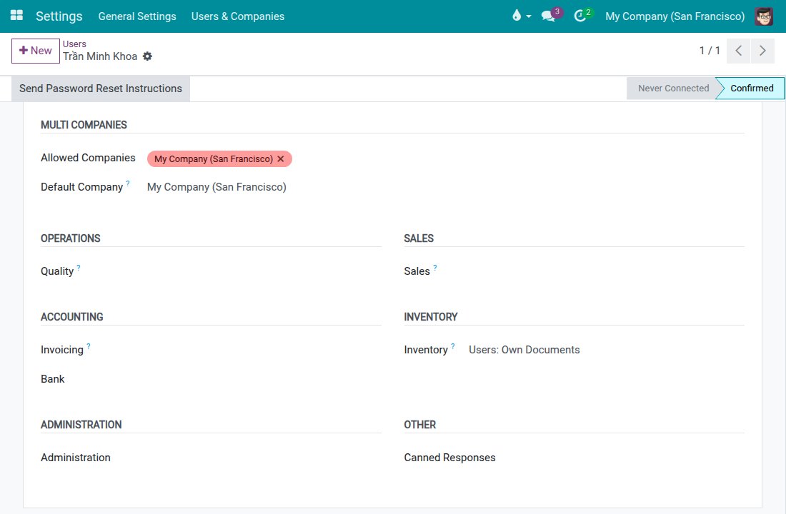 User form with Inventory set to Users: Own Documents