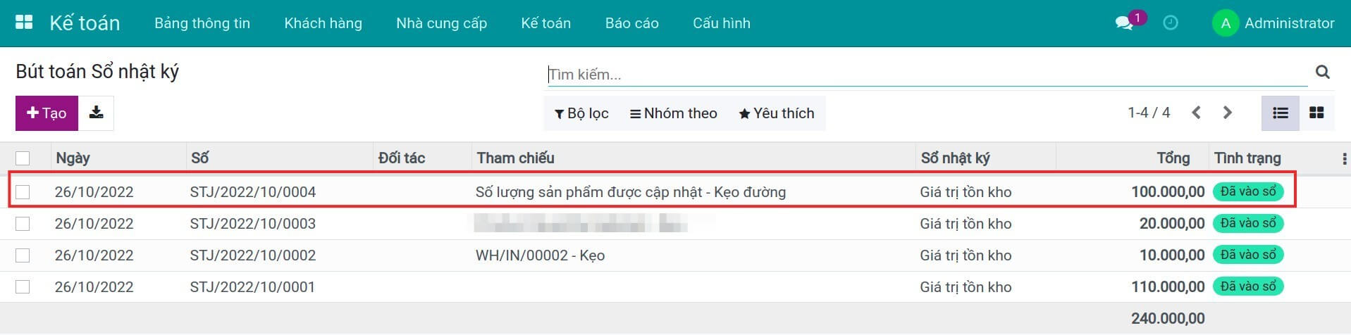 Bút toán điều chỉnh tồn kho