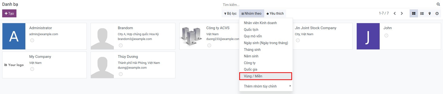 Tìm kiếm đối tác theo vùng/miền