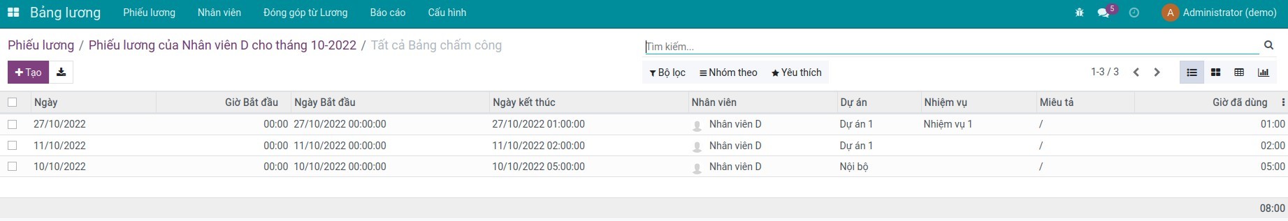 Bản chấm công không bao gồm chấm công nghỉ - Loại trừ bản ghi chấm công Nghỉ trên Phiếu lương Viindoo