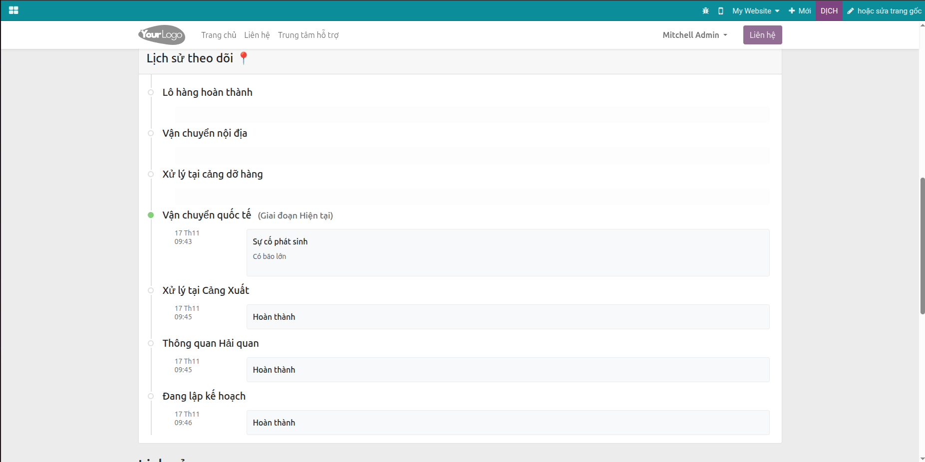 Giao diện phân quyền người dùng Freight
