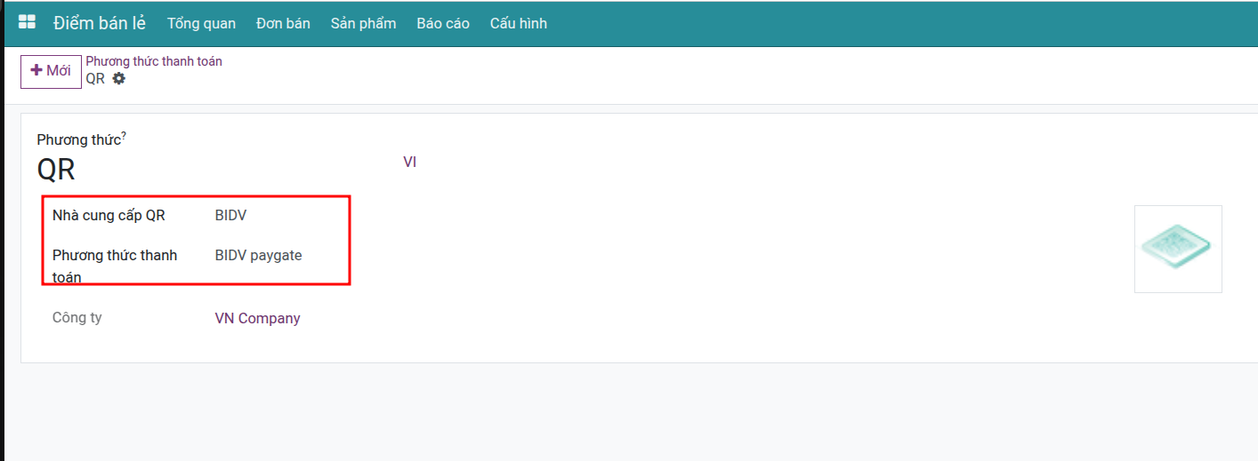 Cấu hình phương thức thanh toán QR trong POS