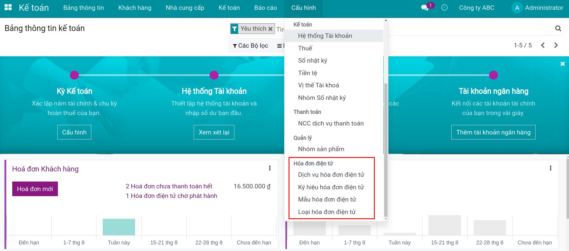 Chọn Viettel S-Invoice trong thiết lập Hóa đơn điện tử Việt Nam