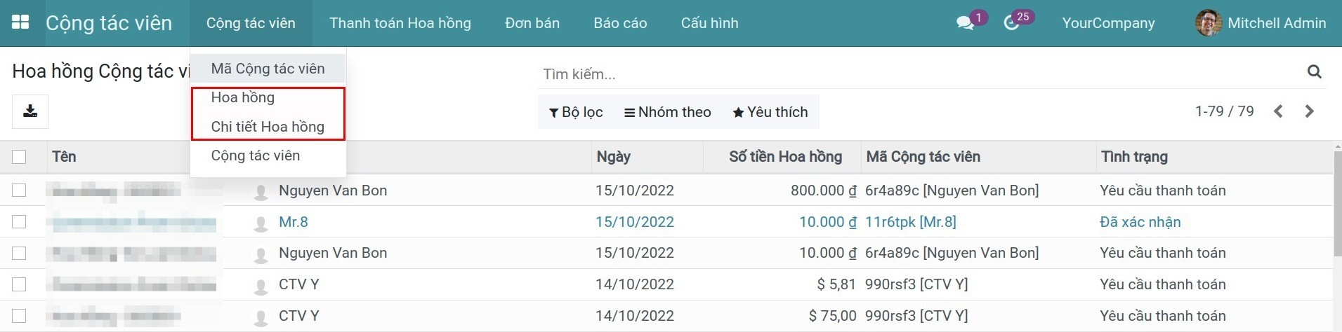 Quản lý hoa hồng cộng tác viên